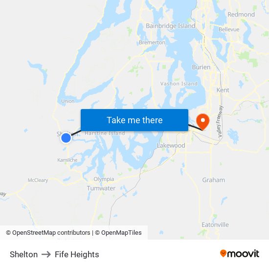 Shelton to Fife Heights map