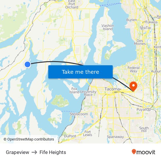 Grapeview to Fife Heights map