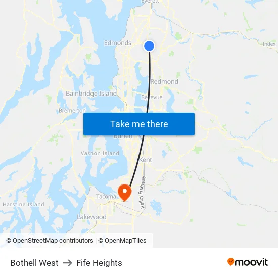 Bothell West to Fife Heights map