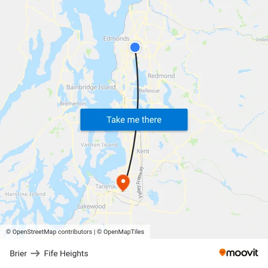 Brier to Fife Heights map