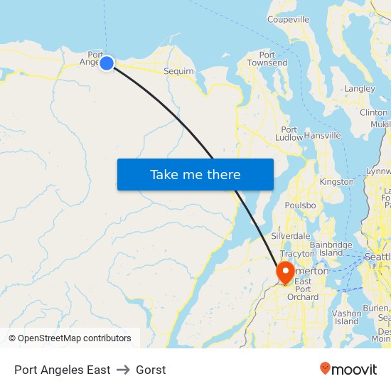 Port Angeles East to Gorst map
