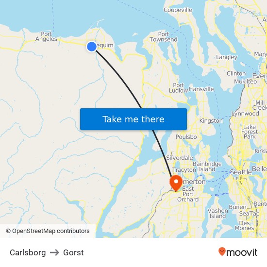 Carlsborg to Gorst map