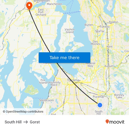 South Hill to Gorst map