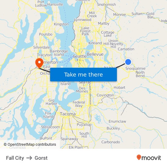 Fall City to Gorst map