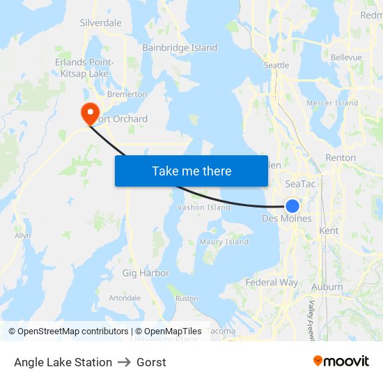 Angle Lake Station to Gorst map