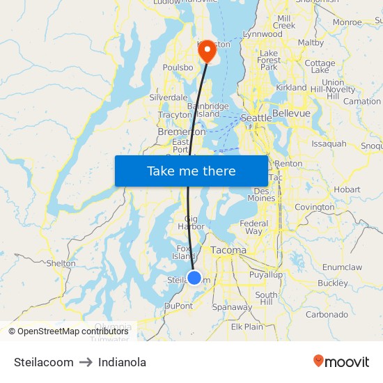Steilacoom to Indianola map