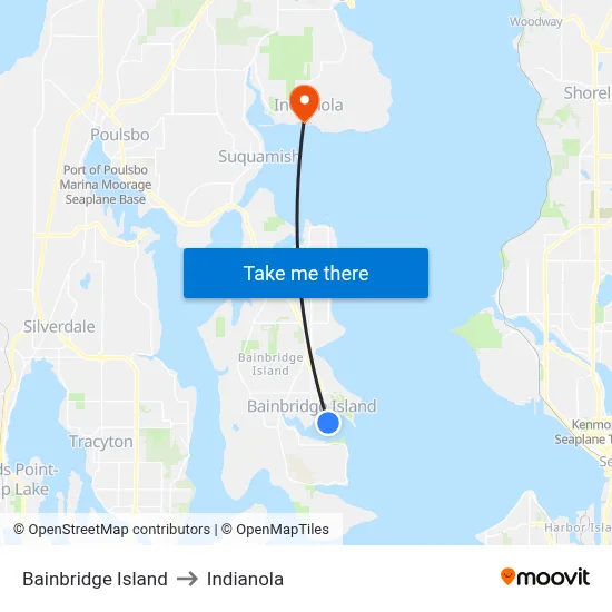Bainbridge Island to Indianola map