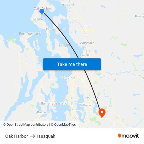 Oak Harbor to Issaquah map