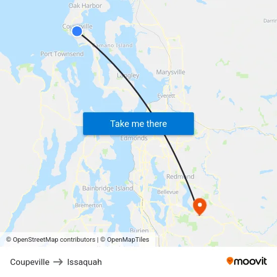Coupeville to Issaquah map