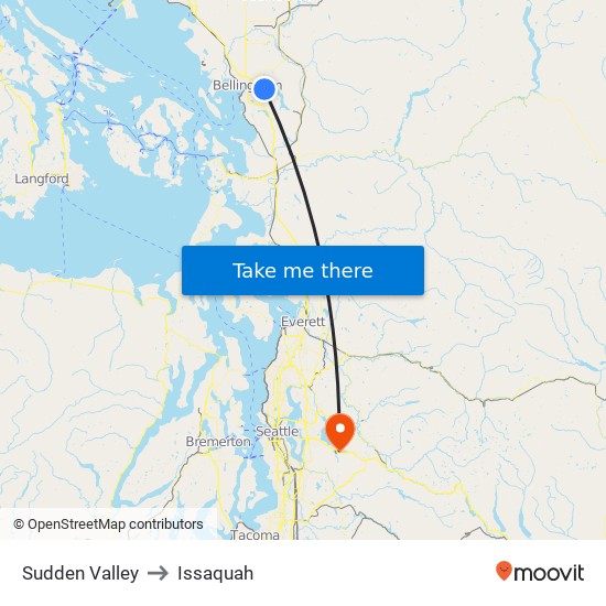 Sudden Valley to Issaquah map