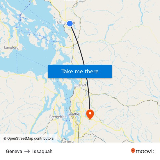 Geneva to Issaquah map