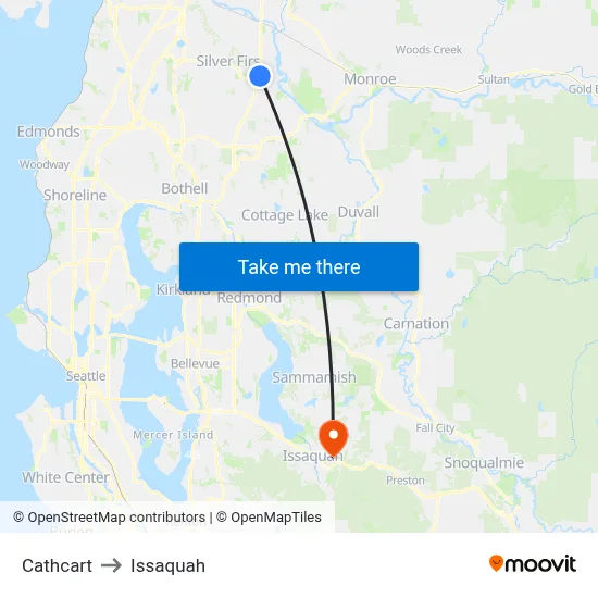 Cathcart to Issaquah map