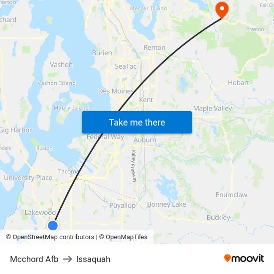 Mcchord Afb to Issaquah map