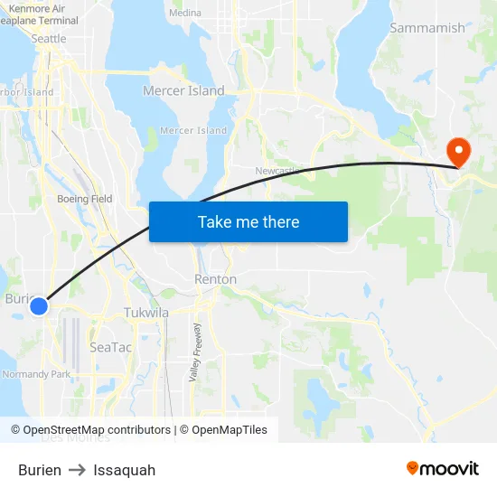 Burien to Issaquah map