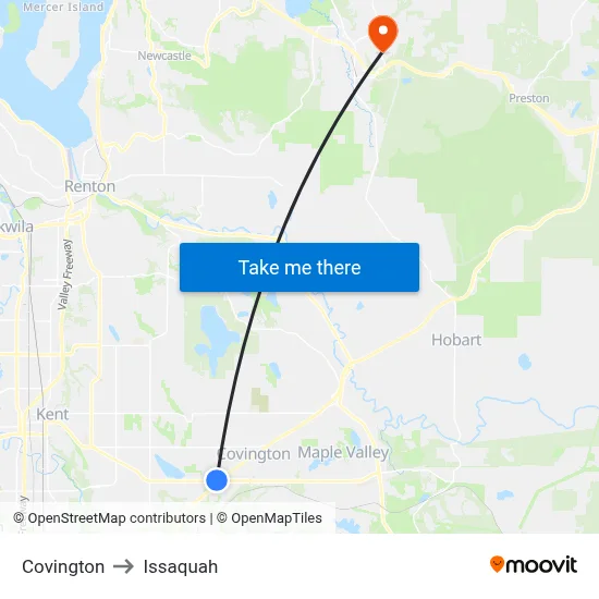 Covington to Issaquah map