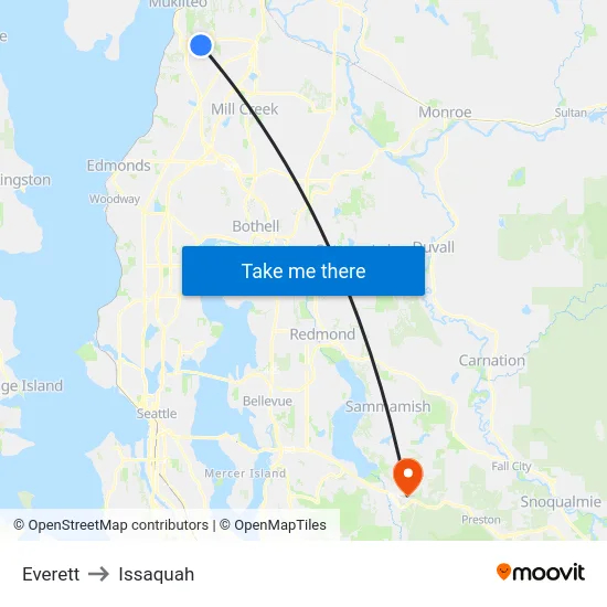 Everett to Issaquah map