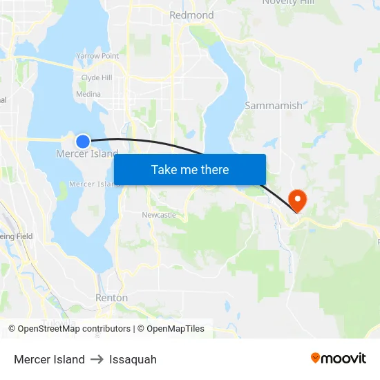 Mercer Island to Issaquah map