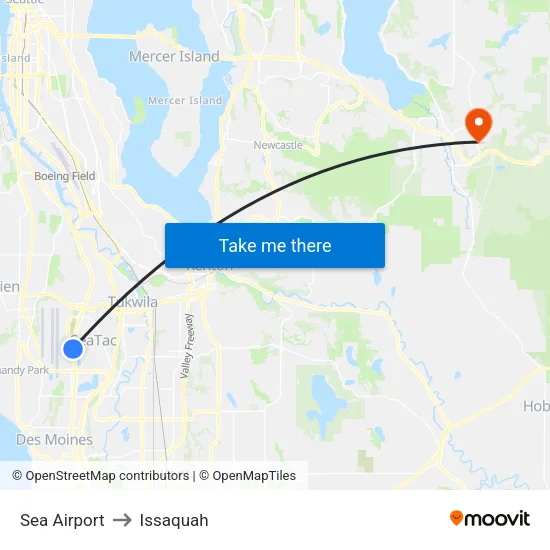 Sea Airport to Issaquah map
