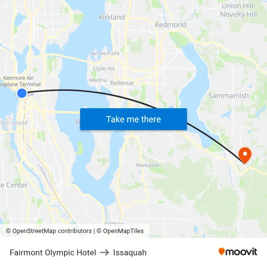 Fairmont Olympic Hotel to Issaquah map