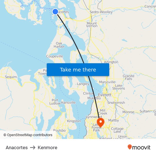 Anacortes to Kenmore map