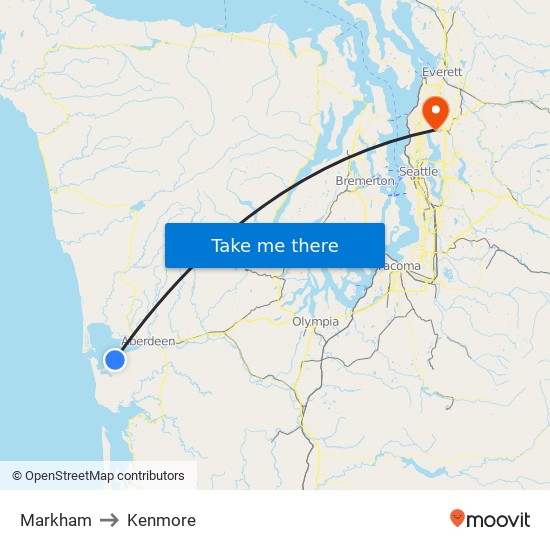 Markham to Kenmore map