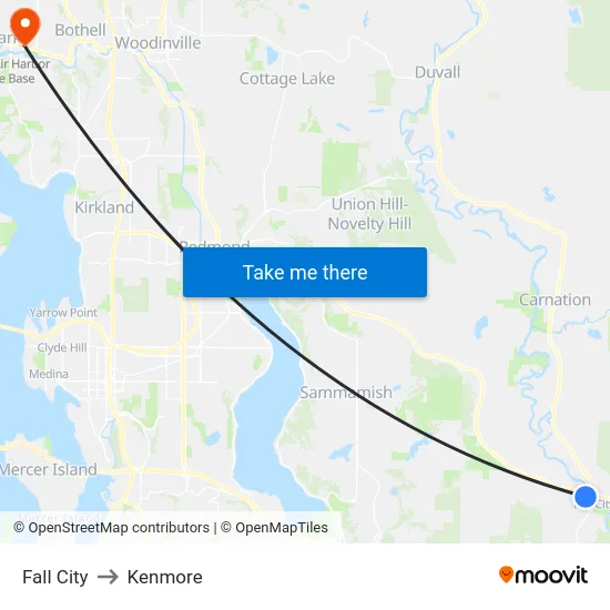 Fall City to Kenmore map