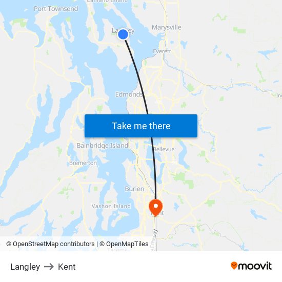 Langley to Kent map