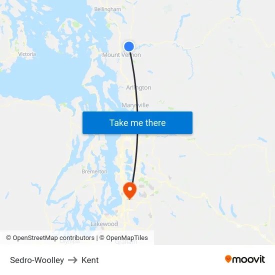 Sedro-Woolley to Kent map