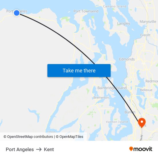 Port Angeles to Kent map