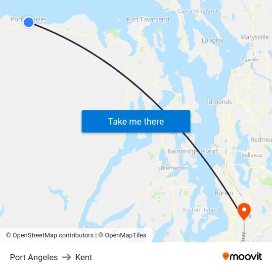 Port Angeles to Kent map