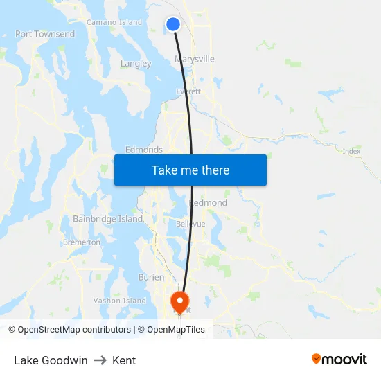Lake Goodwin to Kent map