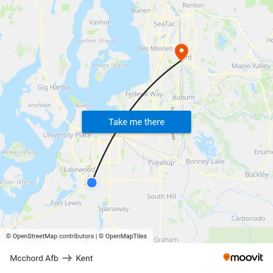 Mcchord Afb to Kent map