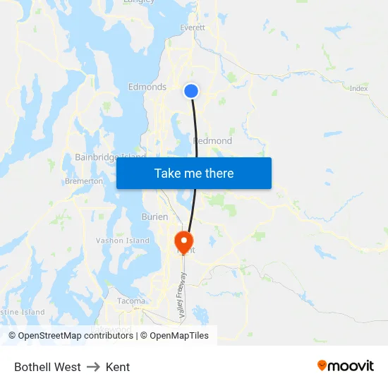 Bothell West to Kent map