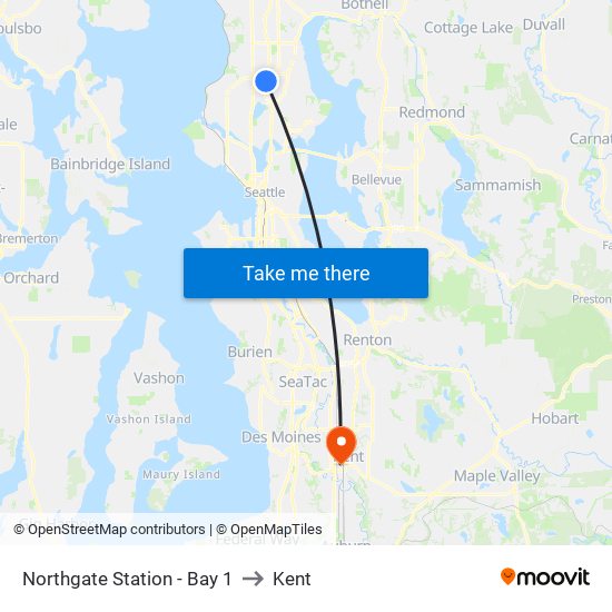 Northgate Station - Bay 1 to Kent map