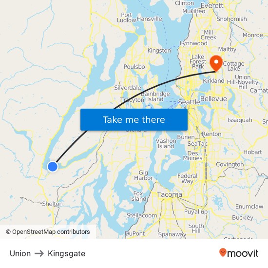 Union to Kingsgate map