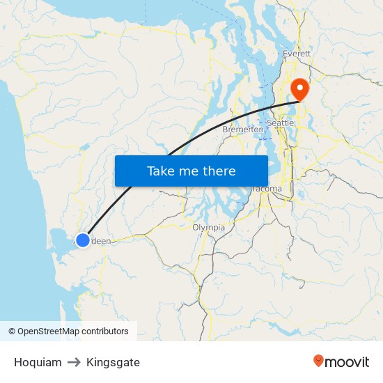 Hoquiam to Kingsgate map