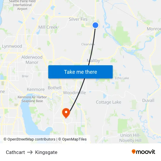 Cathcart to Kingsgate map