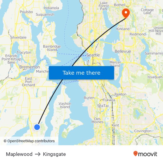 Maplewood to Kingsgate map