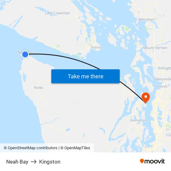 Neah Bay to Kingston map