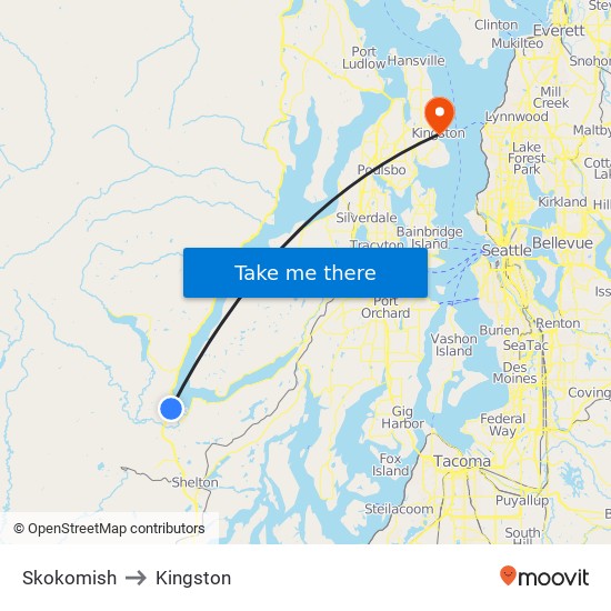 Skokomish to Kingston map