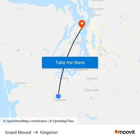 Grand Mound to Kingston map