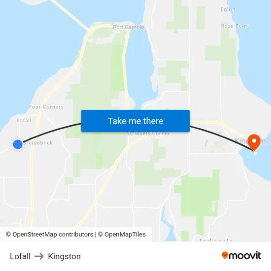 Lofall to Kingston map