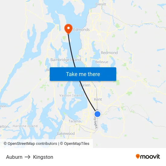 Auburn to Kingston map