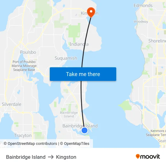 Bainbridge Island to Kingston map