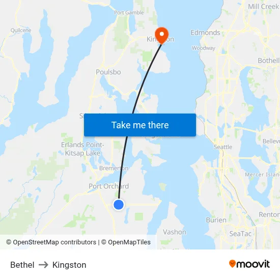 Bethel to Kingston map