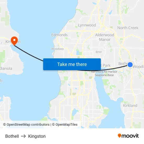 Bothell to Kingston map