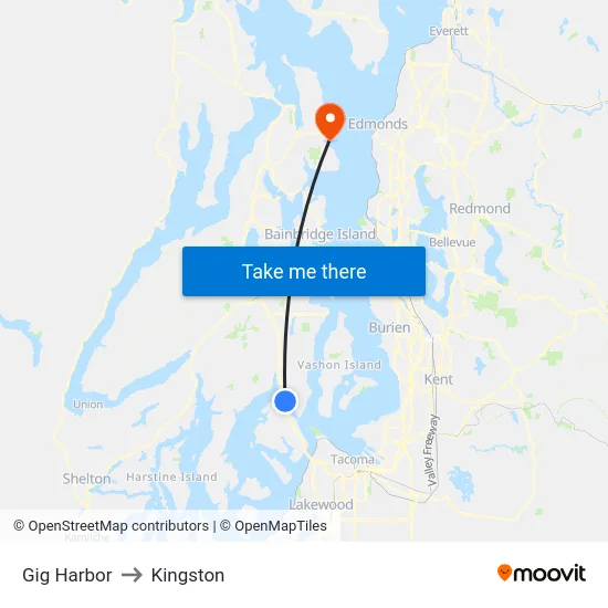 Gig Harbor to Kingston map