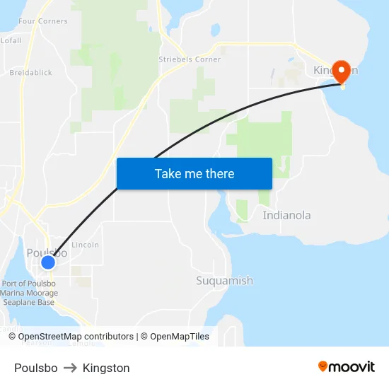 Poulsbo to Kingston map
