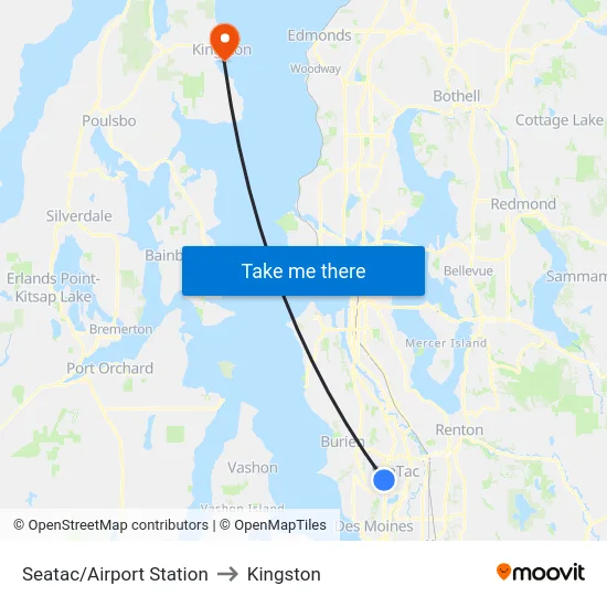 Seatac/Airport Station to Kingston map