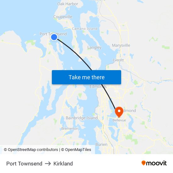 Port Townsend to Kirkland map